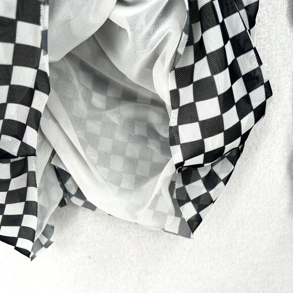 BAUM UND PFERDGARTEN Joselle Mesh Top Womens Medium Black White Check Stretch - Picture 11 of 16